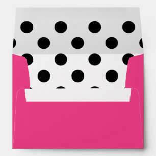 Modern Girly Fuchsia and Black Polka Dots Envelopes