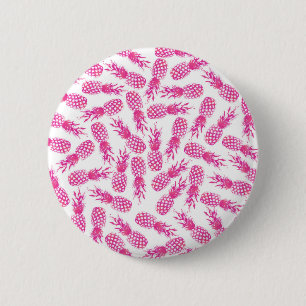 Modern girly fuchsia cute pineapple pattern 2 inch round button