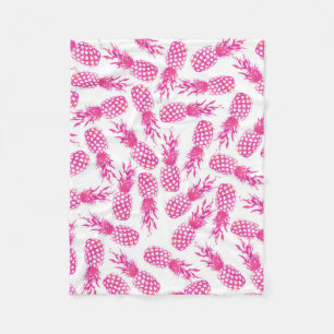Modern girly fuchsia cute pineapple pattern fleece blanket