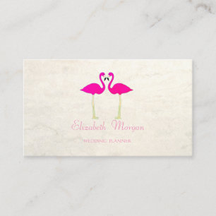 Modern Girly Funny,Pink Flamingos In Love Business Card