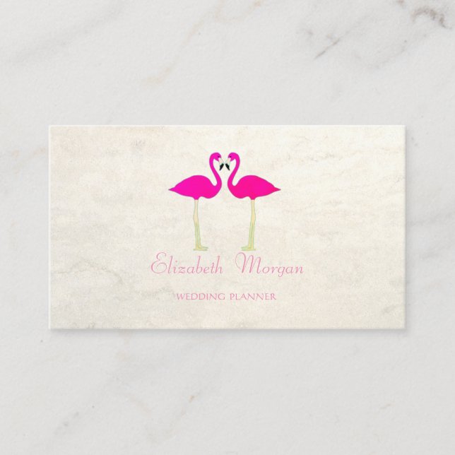 Modern Girly Funny,Pink Flamingos In Love Business Card (Front)