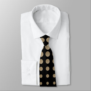 modern girly geometric black gold polka dots tie