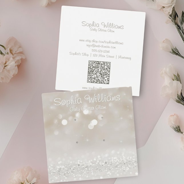 Modern Girly Glam Glitter Triple stud Display Card (Creator Uploaded)