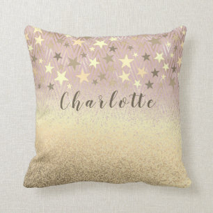 Modern Girly Glitter Rose Gold Throw Pillow