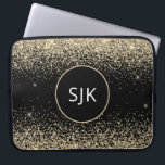 Modern Girly Gold Black Glitter Monogram Laptop Sleeve<br><div class="desc">Luxury Gold and Black Faux Glitter and Sparkle Elegant Monogrammed Initials Case. This case can be customized to include your initial and first name.</div>