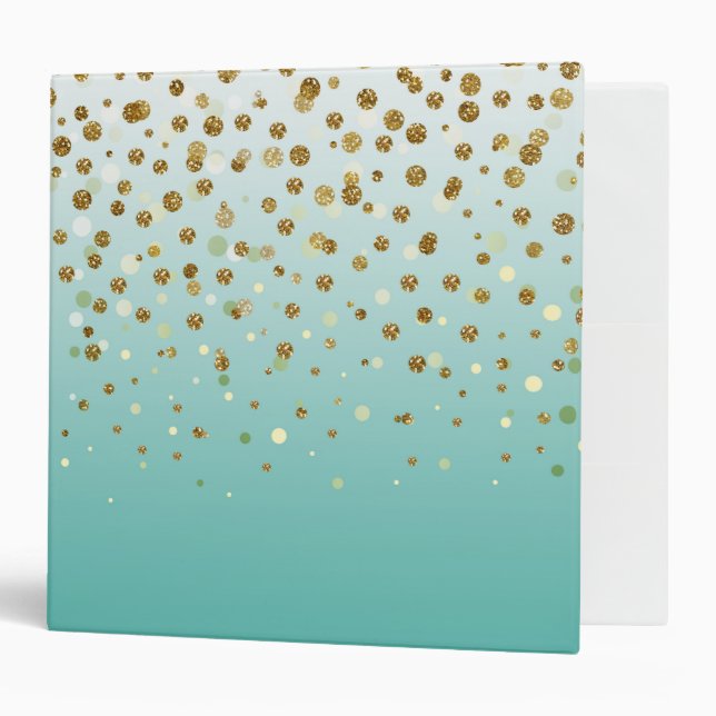 Modern Girly gold glitter confetti Blue Gradient  Binder (Front/Inside)