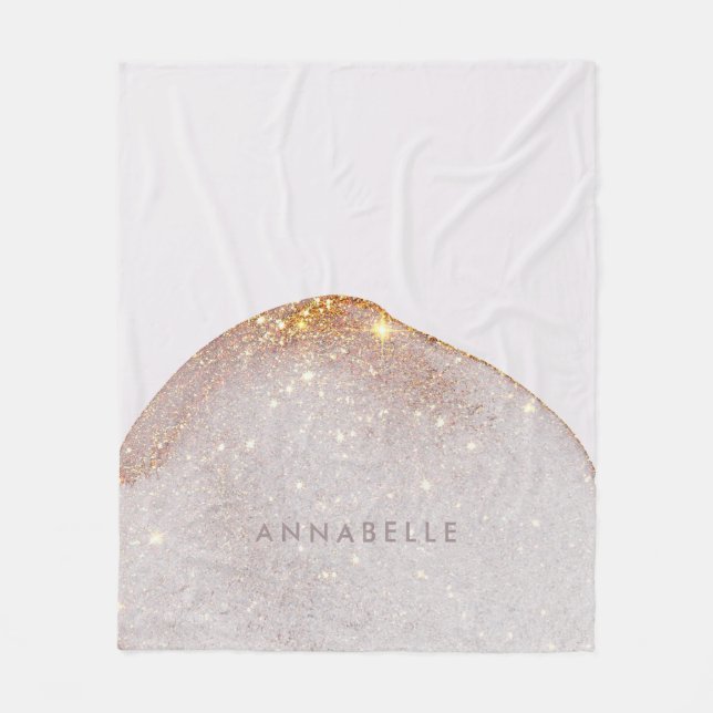 Modern girly gold watercolor shapes simple elegan fleece blanket (Front)