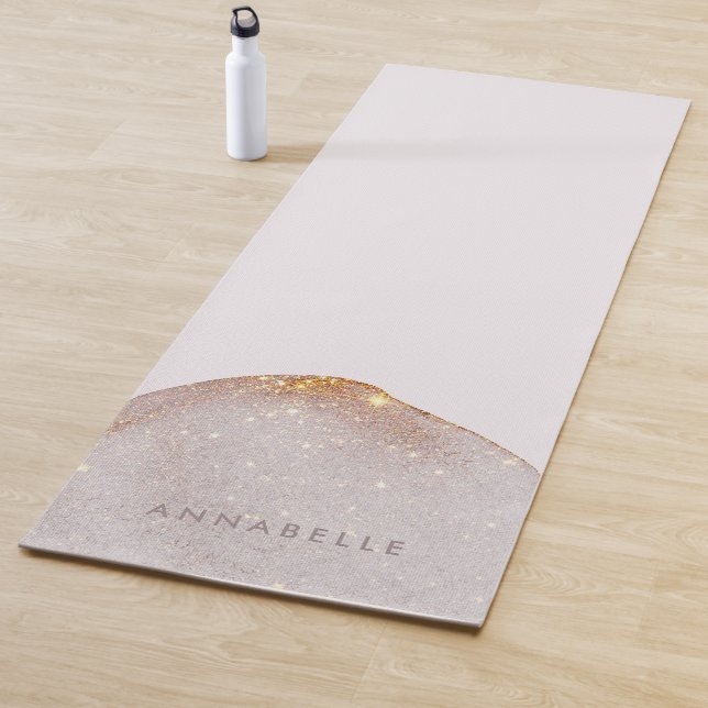 Modern girly gold watercolor shapes simple elegant yoga mat (In Situ)