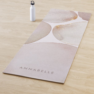 Modern girly gold watercolor shapes simple elegant yoga mat
