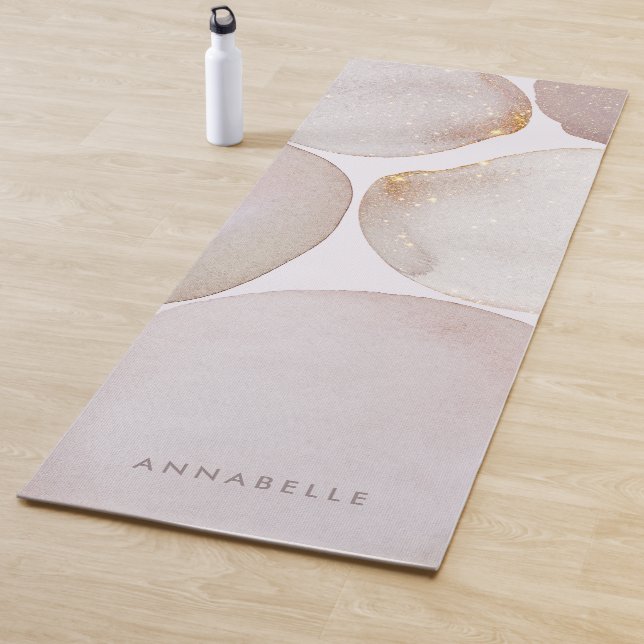 Modern girly gold watercolor shapes simple elegant yoga mat (In Situ)