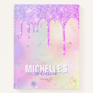 Modern Girly Holographic Elegant Trendy Sketchbook Notebook