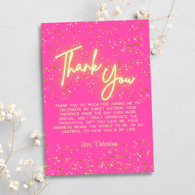 Modern Girly Hot Pink Neon Glow Thank You Script (Creator Uploaded)