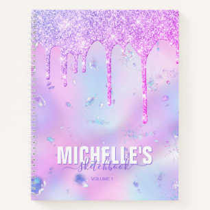 Modern Girly Iridescent Purple Elegant Sketchbook Notebook