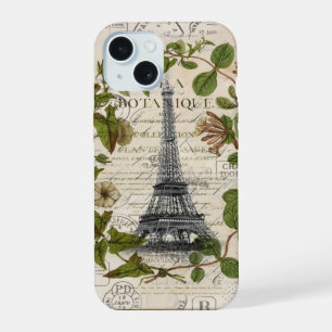 modern girly ivy leaves wreath paris eiffel tower iPhone 15 case