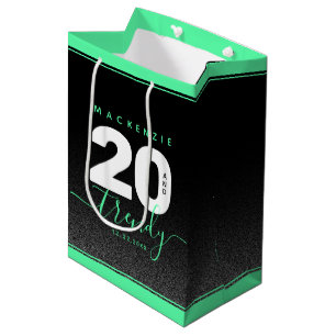 Modern Girly Mint Green 20 and Trendy Medium Gift Bag