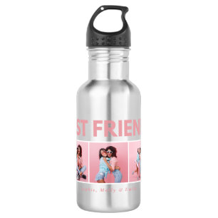 Modern girly multi photo script trendy bestfriends 532 ml water bottle