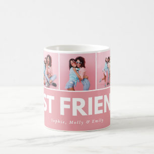 Modern girly multi photo script trendy bestfriends coffee mug