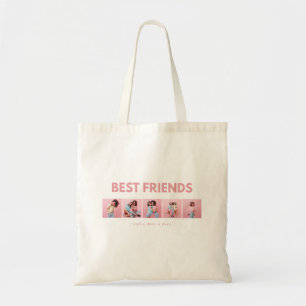 Modern girly multi photo script trendy bestfriends tote bag
