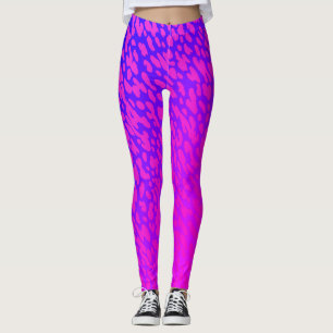 Modern Girly Neon Pink Purple Safari Animal Print Leggings