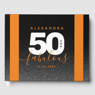 Modern Girly Orange 50 and Fabulous Guest Book