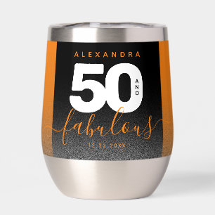 Modern Girly Orange Glitter 50 and Fabulous