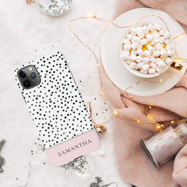 Modern Girly Pastel Pink With Personalized Name iPhone Case (Creator Uploaded)