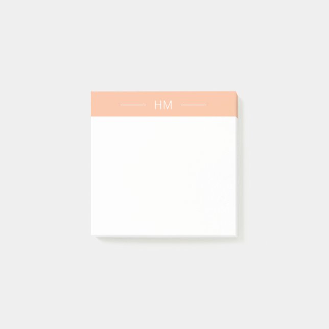 Modern Girly Peach Pink Monogram Initials Post-it Notes (Front)