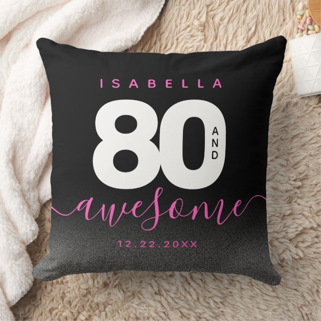 Modern Girly Pink 80 and Awesome Throw Pillow (Blanket)