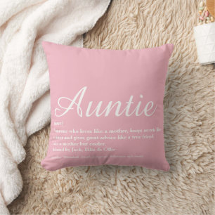 Modern Girly Pink Best Ever Aunt Auntie Definition Throw Pillow