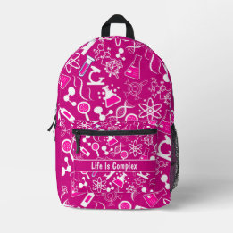 modern girly pink biochemistry life is complex printed backpack
