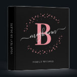 Modern Girly Pink Black Name Monogram Recipe Binder<br><div class="desc">Girly, modern, elegant, trendy, pink and black, white monogram initial name script custom personalized monogrammed family recipe 3 ring binder. Featuring a monogram initial and a girly name script in a hand lettered calligraphy swash tail font and dotted circle frame around your monogram. Perfect feminine gift for girls, sister, mother,...</div>