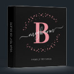 Modern Girly Pink Black Name Monogram Recipe Binder<br><div class="desc">Girly, modern, elegant, trendy, pink and black, white monogram initial name script custom personalized monogrammed family recipe 3 ring binder. Featuring a monogram initial and a girly name script in a hand lettered calligraphy swash tail font and dotted circle frame around your monogram. Perfect feminine gift for girls, sister, mother,...</div>