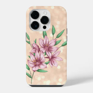 Modern Girly Pink Floral iPhone 14 Pro Case