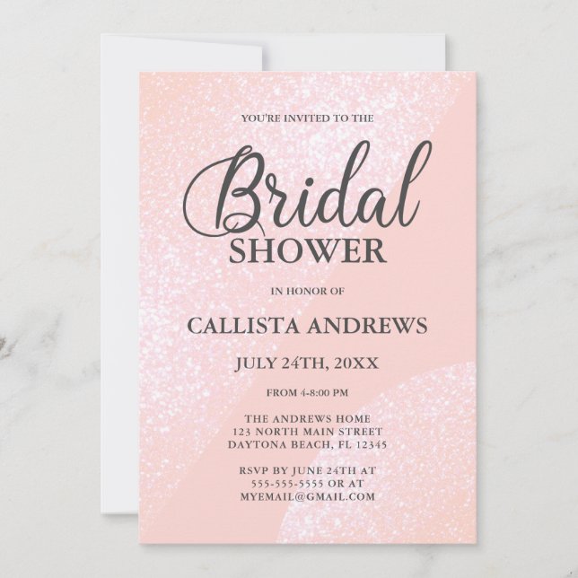 Modern Girly Pink Glitter Geometric Bridal Shower Invitation (Front)