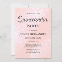 Modern Girly Pink Glitter Geometric Quinceañera