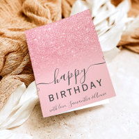 Modern girly pink glitter ombre 2 photo birthday
