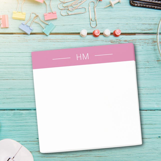 Modern Girly Pink Monogram initials Post-it Notes (Creator Uploaded)