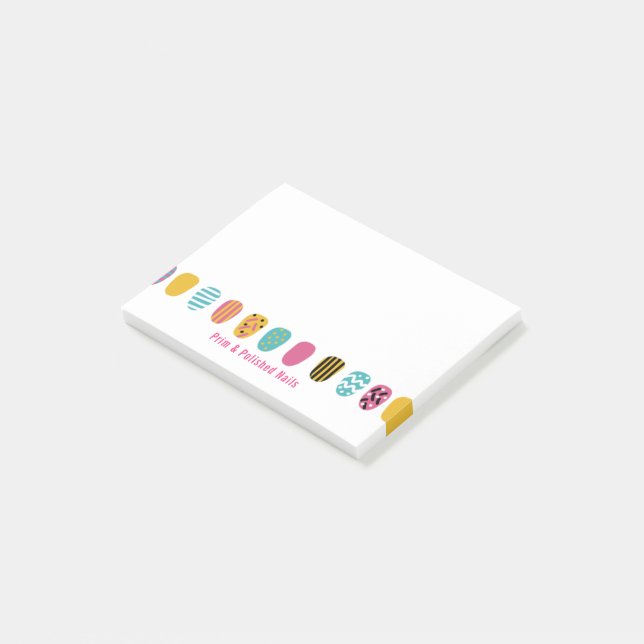 Modern Girly Pink Teal Nail Salon Post-it Notes (Angled)