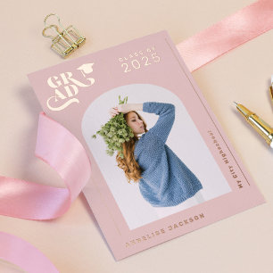 Modern girly pink typography photo 2022 graduate