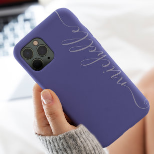 Modern girly purple blue elegant name script iPhone 13 pro max case