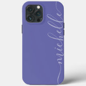Modern girly purple blue elegant name script Case-Mate iPhone case (Back)