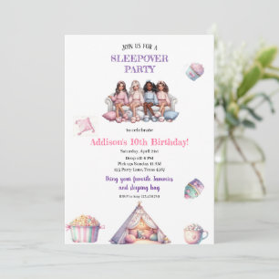 MODERN GIRLY PYJAMAS PARTY INVITATION