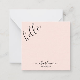 Modern Girly Rose Pink Hello Script Card