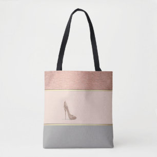 Modern Girly Striped,High Heel Tote Bag