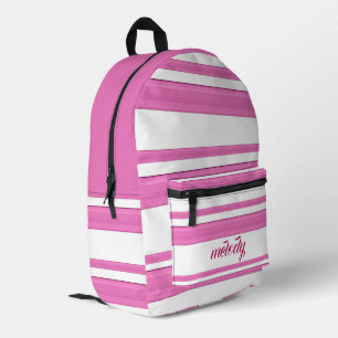 modern girly vintage pink white abstract lines printed backpack