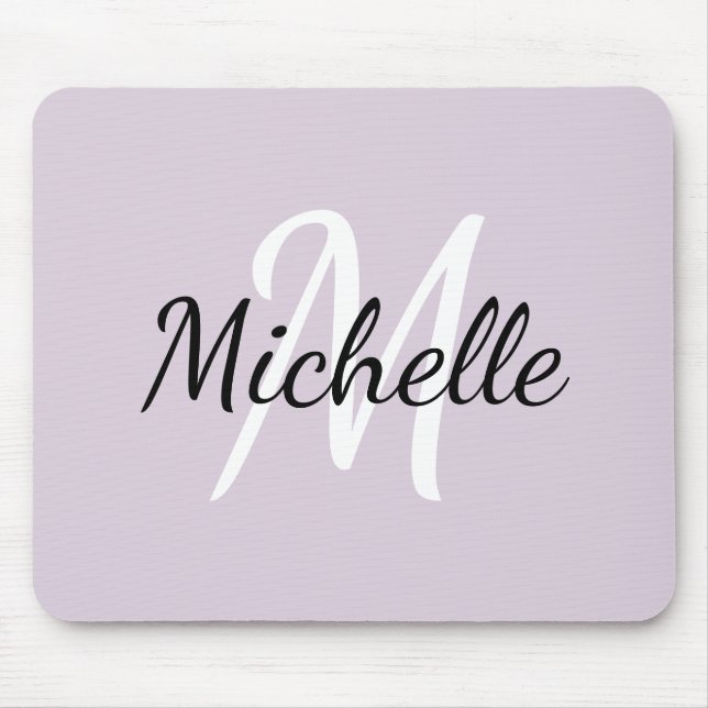 Modern Girly Violet Monogram Initial + Name Mouse Pad (Front)