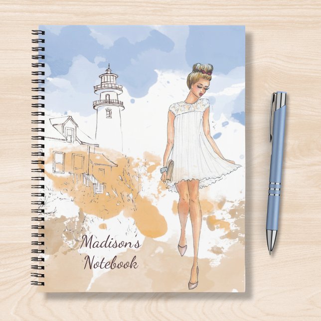 Modern Girly Watercolor Sketchbook Personalized Notebook (Creator Uploaded)