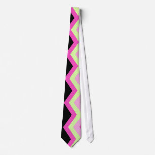 modern girly zigzag pattern black fuchsia chevron tie