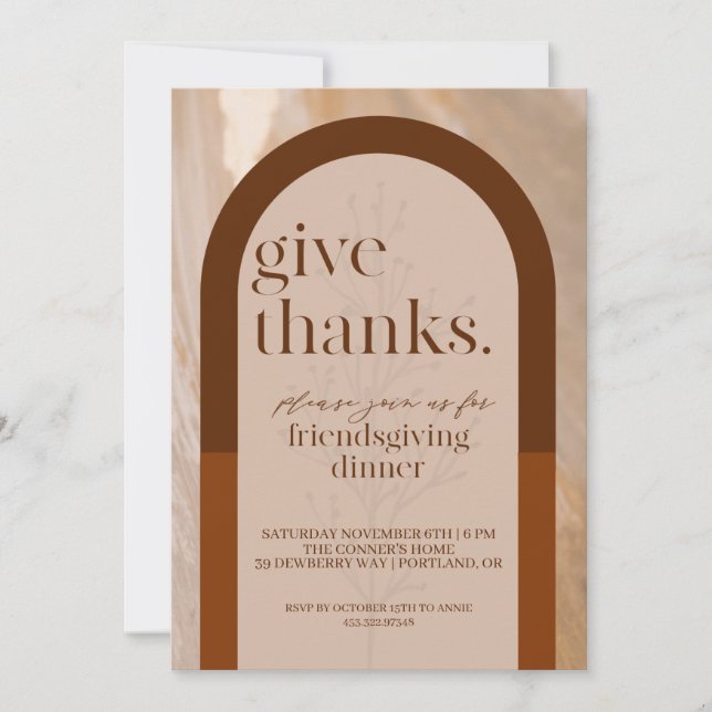 Modern Give Thanks Friendsgiving Invitation (Front)