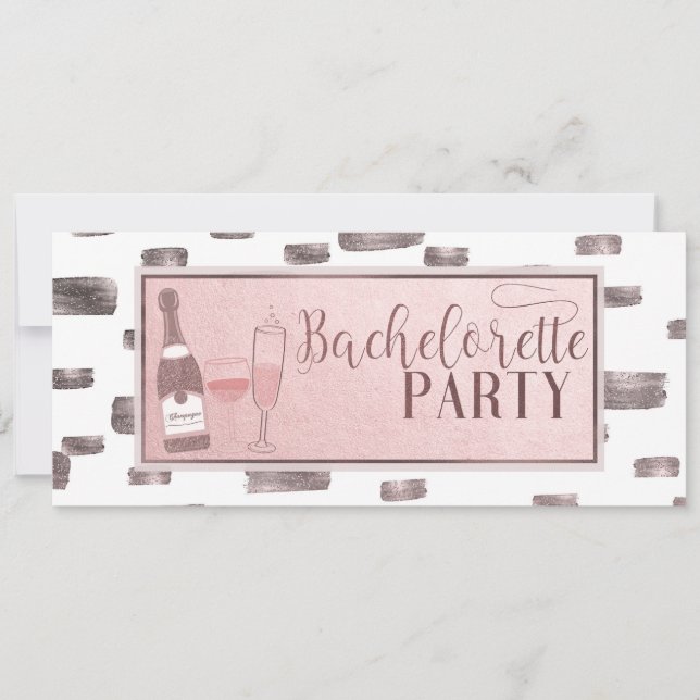 Modern Glam Bachelorette Party Poppin' Bottles Invitation (Front)